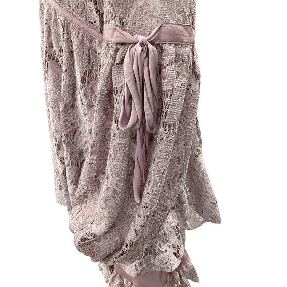 Free People Dress Women’s SZ M Lace Ballon Sleeves Knee Length Light Mauve Color - Picture 5 of 6